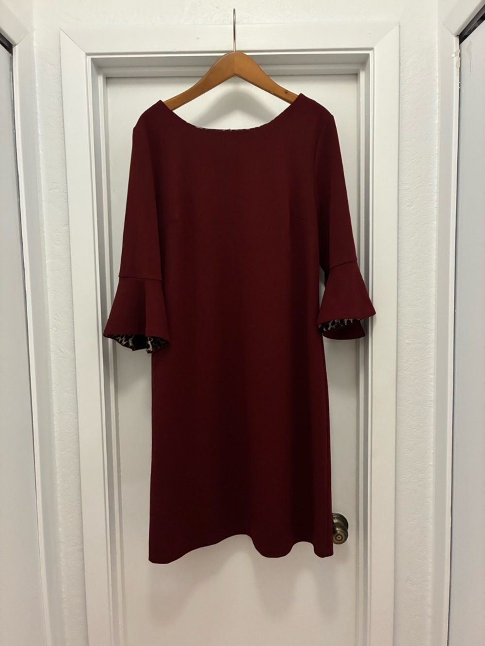 Liz Claiborne Burgundy Bell Sleeve Midi Dress